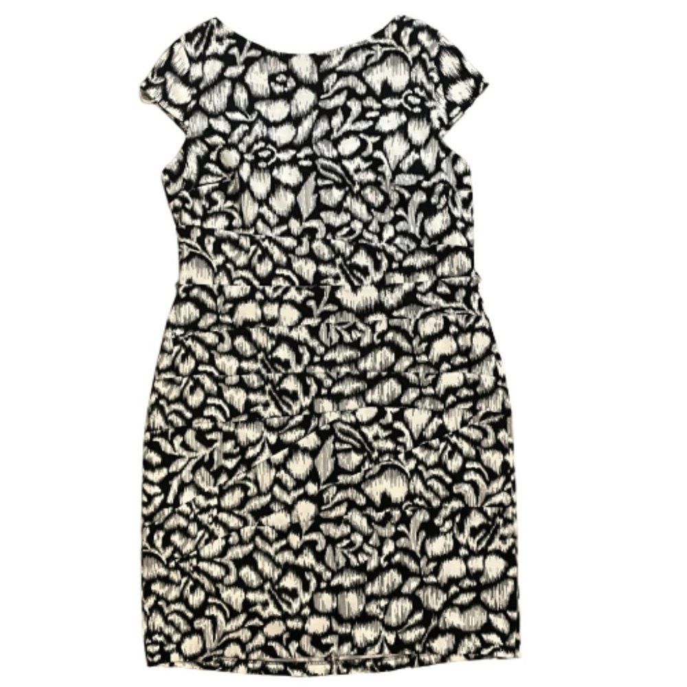 Black & White Cap Sleeve Alyx Career Sheath Dress